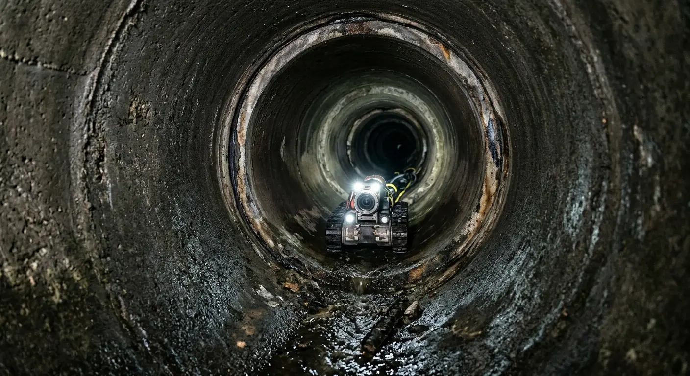 Robotic sewer camera inspecting pipe interior for Sewer Line Repair in Clinton